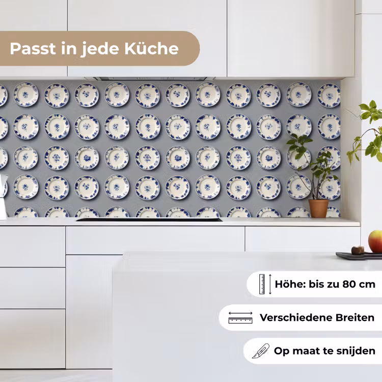 Borden - Bloemen - Blauw - Wit keuken achterwand 2 middel 871 -sfeer4_DE