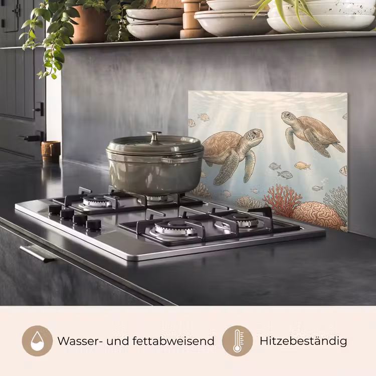 Schildpad - Onderwater - Natuur - Illustratie keuken achterwand spatscherm klein -usp_DE