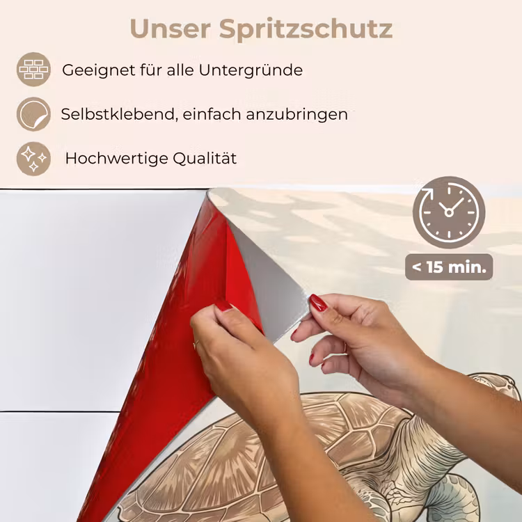 Schildpad - Onderwater - Natuur - Illustratie keuken achterwand spatscherm klein -spatscherm_DE