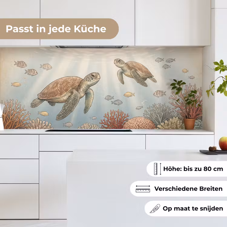 Schildpad - Onderwater - Natuur - Illustratie keuken achterwand 2 middel -sfeer4_DE