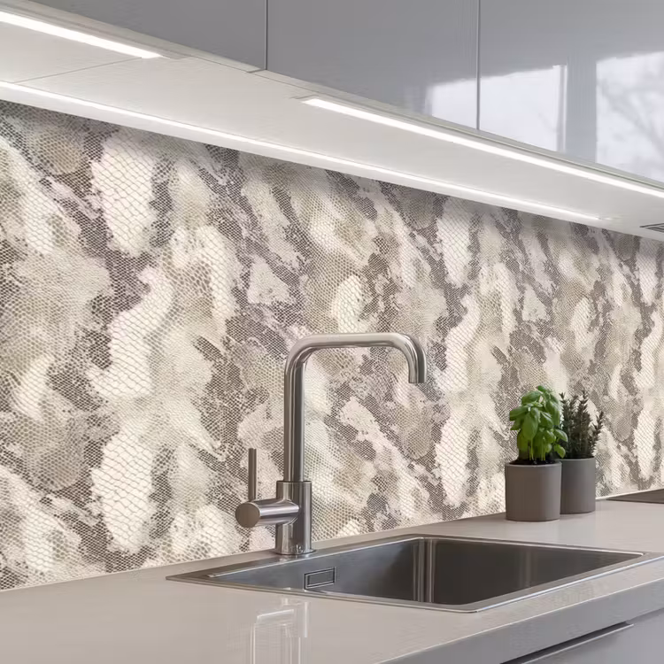 Slang - Patroon - Taupe keuken achterwand 2 middel 871 -3d_schuin