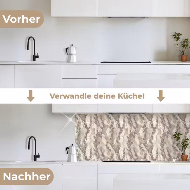 Slang - Patroon - Taupe keuken achterwand 2 middel 871 -voor-na_DE