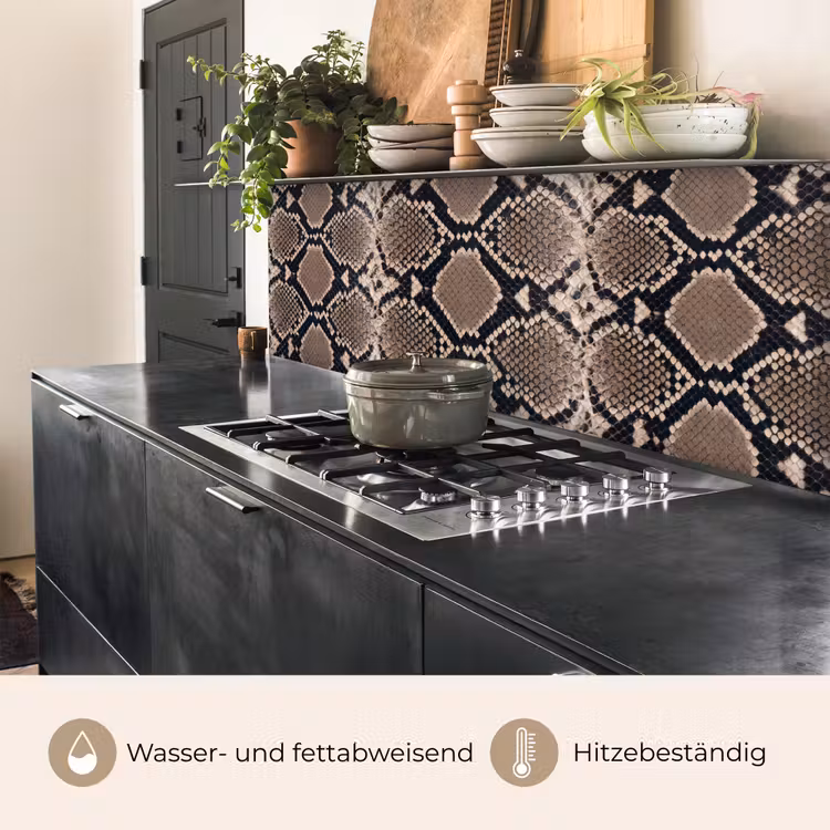 Slangenprint - Python - Bruin keuken achterwand 2 middel -usp_DE