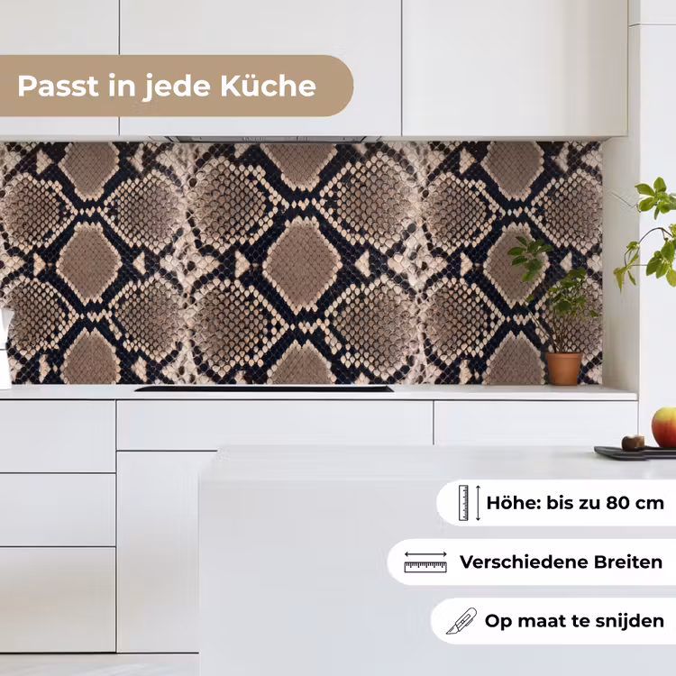 Slangenprint - Python - Bruin keuken achterwand 2 middel -sfeer4_DE