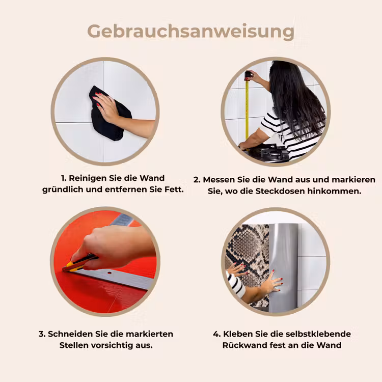 Slangenprint - Python - Bruin keuken achterwand 2 middel -gebruiksaanwijzing_DE