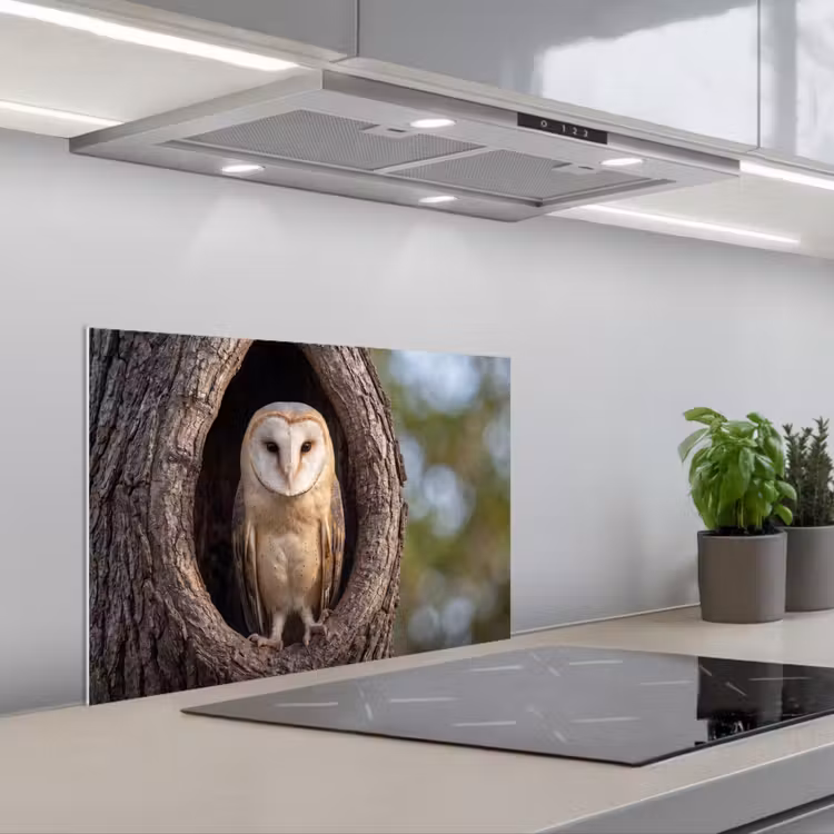 Kerkuil - Boom - Natuur - Bruin keuken achterwand spatscherm klein -3d_schuin