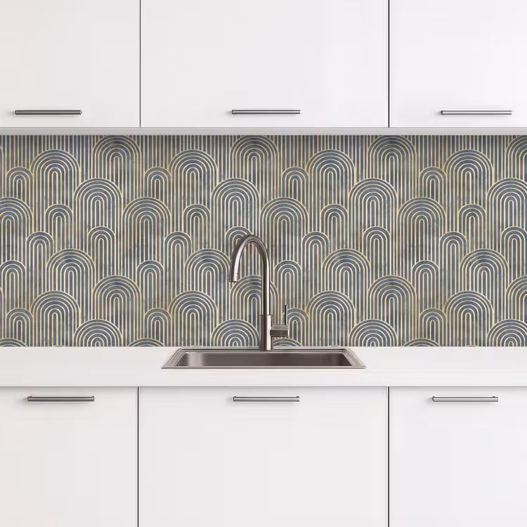 Boog - Goud - Blauw keuken achterwand 2 middel 871 -3d