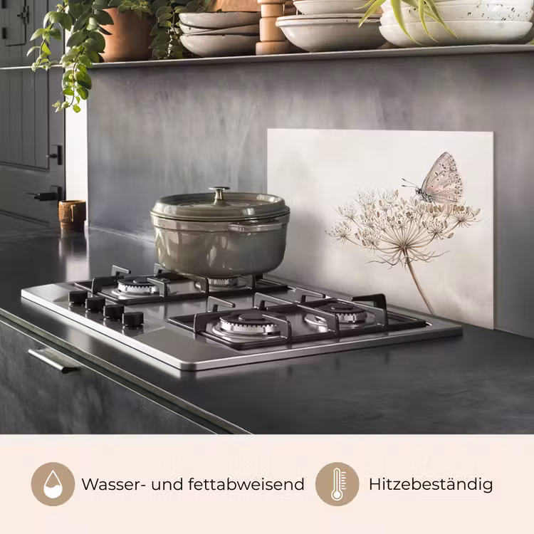Vlinder - Bloem -Natuur - Beige keuken achterwand spatscherm klein -usp_DE