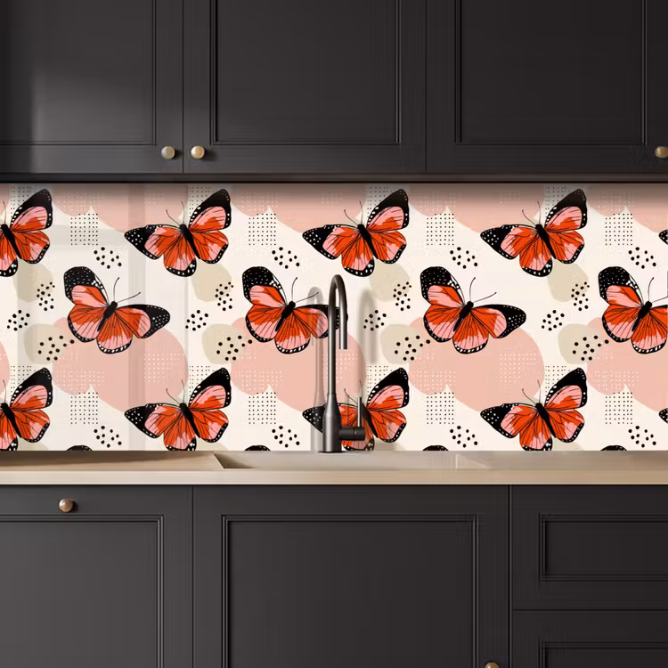 Vlinders - Retro - Kleurrijk keuken achterwand 2 middel 871 -sfeer1