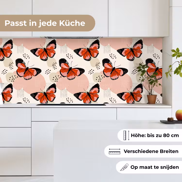 Vlinders - Retro - Kleurrijk keuken achterwand 2 middel 871 -sfeer4_DE