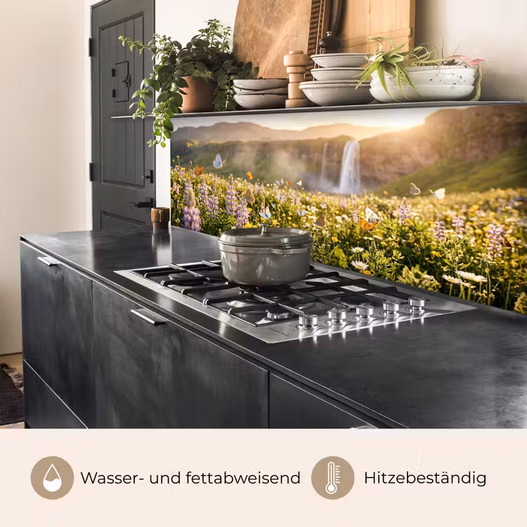 Vlinders - Waterval - Bloemenveld keuken achterwand 2 middel -usp_DE