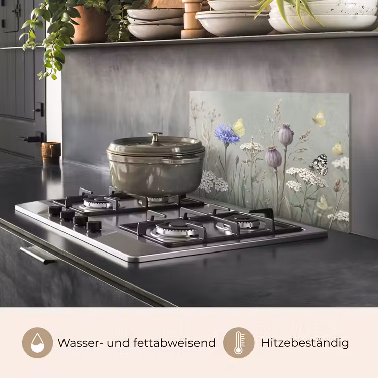 Vlinders - Wildbloemen - Illustratie - Kleurrijk keuken achterwand spatscherm klein -usp_DE