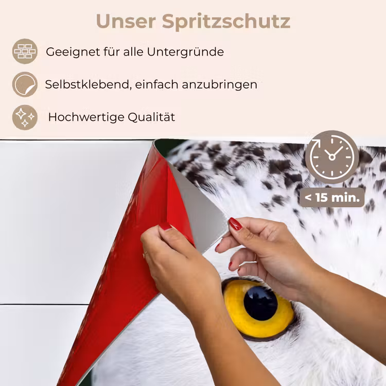 Sneeuwuil - Portret - Geel keuken achterwand spatscherm klein -spatscherm_DE