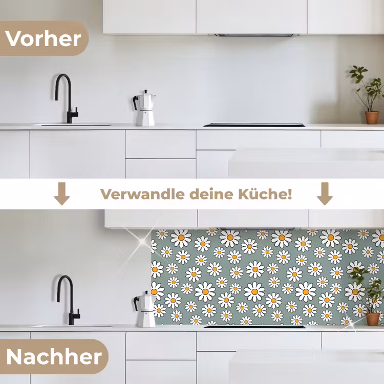 Patronen - Vintage - Bloemen - Madelief keuken achterwand 2 middel 871 -voor-na_DE