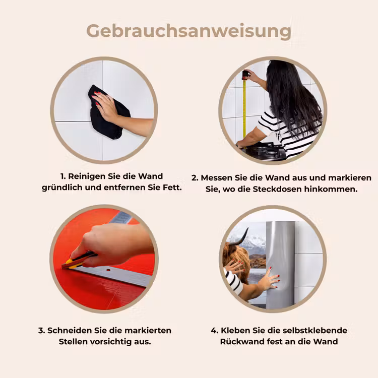 Schotse hooglander - Bruin - Water keuken achterwand 2 middel -gebruiksaanwijzing_DE