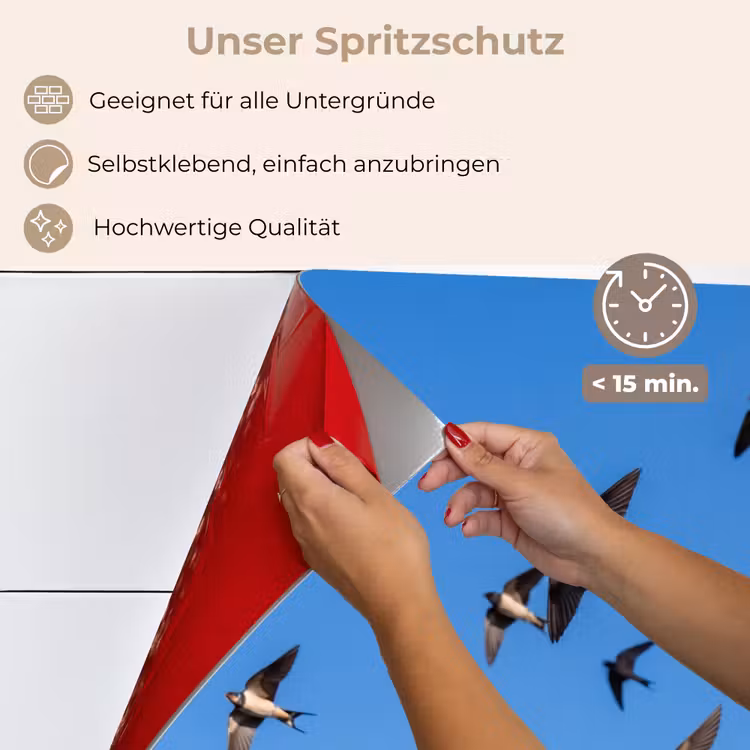 Zwaluwen - Vliegen - Blauw keuken achterwand spatscherm klein -spatscherm_DE