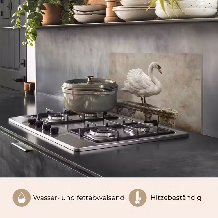 Zwaan - Elegant - Dieren - Wit keuken achterwand spatscherm klein -usp_DE