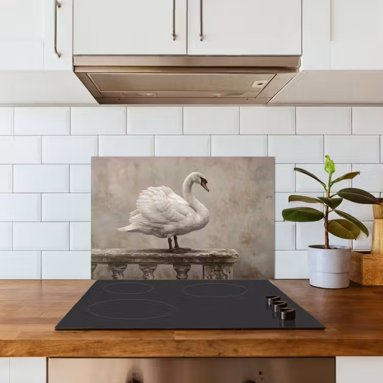Zwaan - Elegant - Dieren - Wit keuken achterwand spatscherm klein -sfeer2