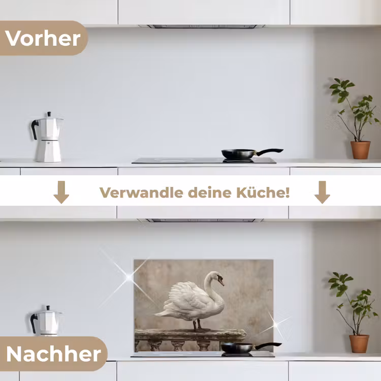 Zwaan - Elegant - Dieren - Wit keuken achterwand spatscherm klein -voor_na_DE