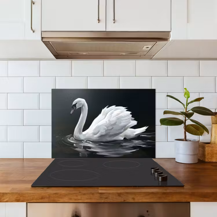 Zwaan - Water - Natuur - Realistisch - Wit keuken achterwand spatscherm klein -sfeer2