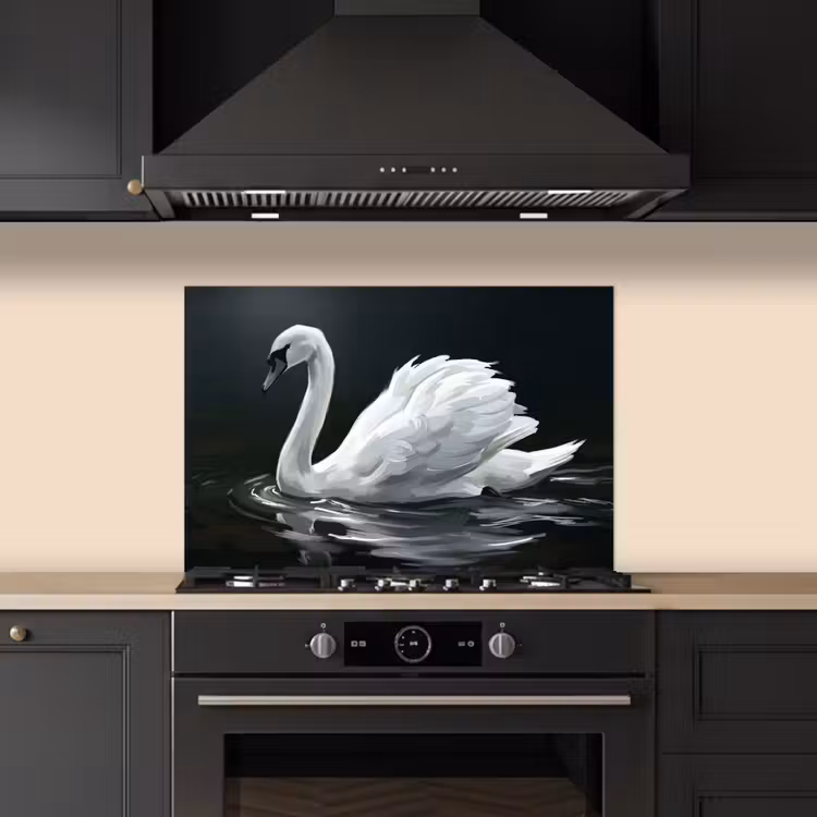 Zwaan - Water - Natuur - Realistisch - Wit keuken achterwand spatscherm klein -sfeer1