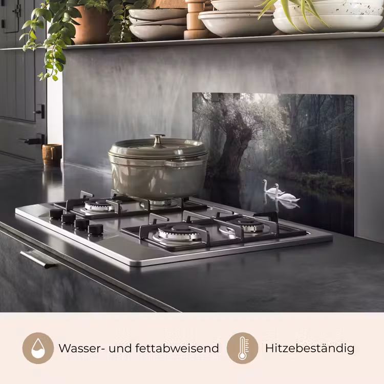 Zwanen - Rivier - Bos keuken achterwand spatscherm klein -usp_DE