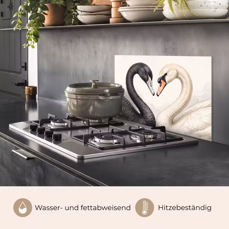 Zwanen - Hartvorm - Dieren keuken achterwand spatscherm klein -usp_DE