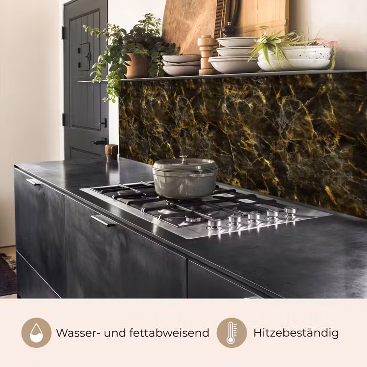Zwart - Marmer - Goud keuken achterwand 2 middel 871 -usp_DE