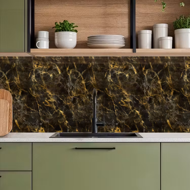 Zwart - Marmer - Goud keuken achterwand 2 middel 871 -sfeer3