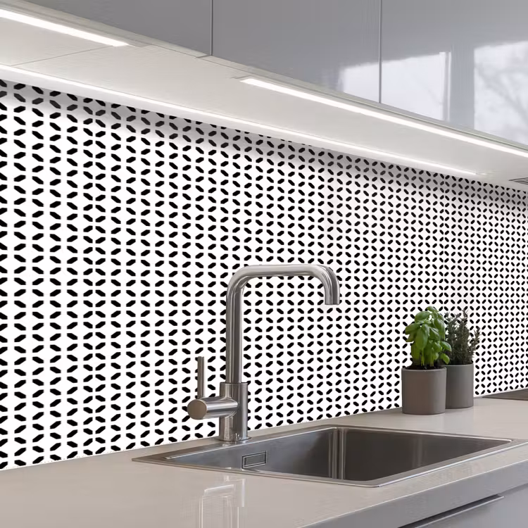Zwart - Wit - Geometrie - Patronen - Abstract keuken achterwand 2 middel 871 -3d_schuin