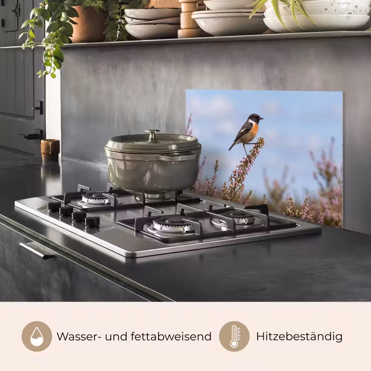 Roodborsttapuit - Heide - Paars - Natuur - Sfeervol keuken achterwand spatscherm klein -usp_DE