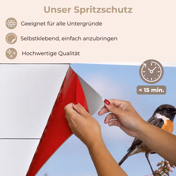 Roodborsttapuit - Heide - Paars - Natuur - Sfeervol keuken achterwand spatscherm klein -spatscherm_DE