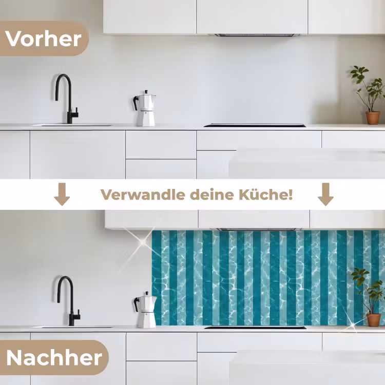 Zwembad - Strepen - Groen keuken achterwand 2 middel 871 -voor-na_DE