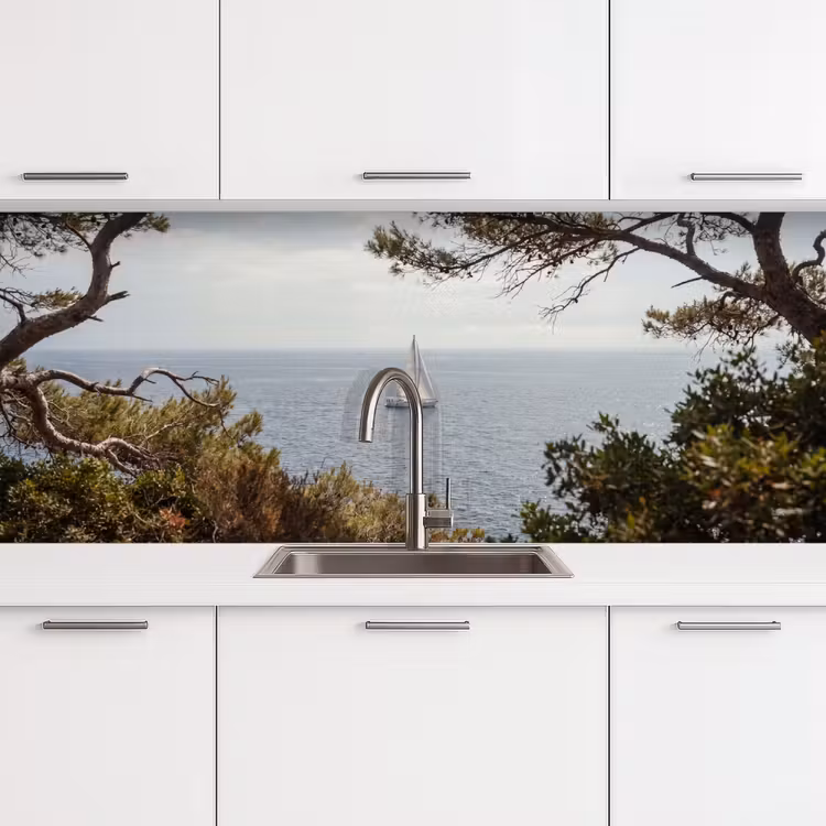 Küchenrückwand - Segelboot – Bäume – Wasser - Zeilboot - bomen - water keuken achterwand 2 middel