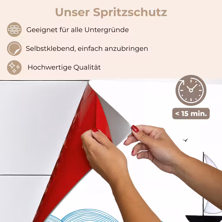 Zeilboot - Golven - Zee - Illustratie - Blauw keuken achterwand spatscherm klein -spatscherm_DE