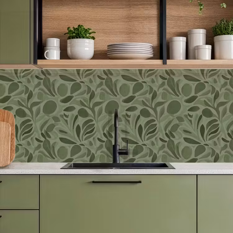 Sereen - Bladeren - Groen keuken achterwand 2 middel 871 -sfeer3
