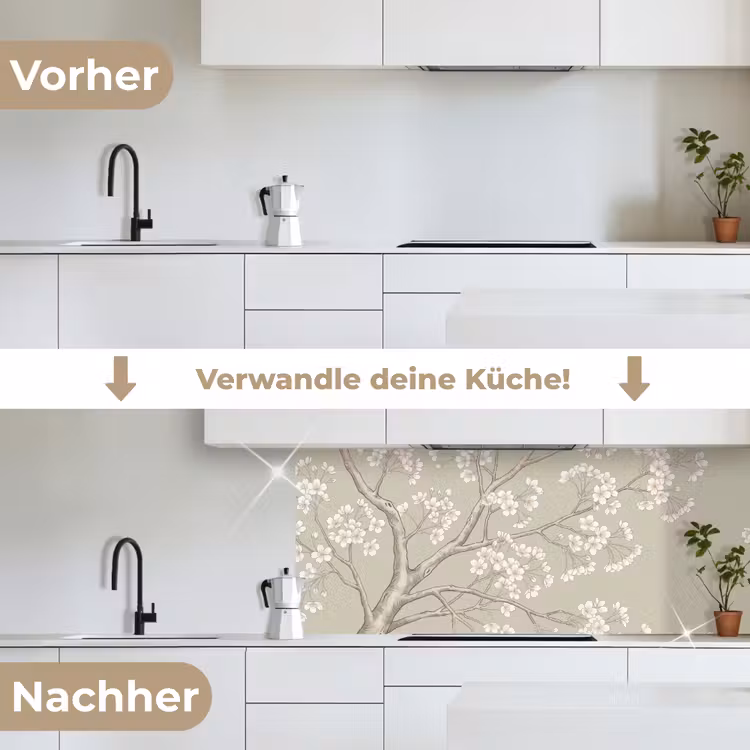 Sereen - Bloesem - Wit keuken achterwand 2 middel -voor-na_DE