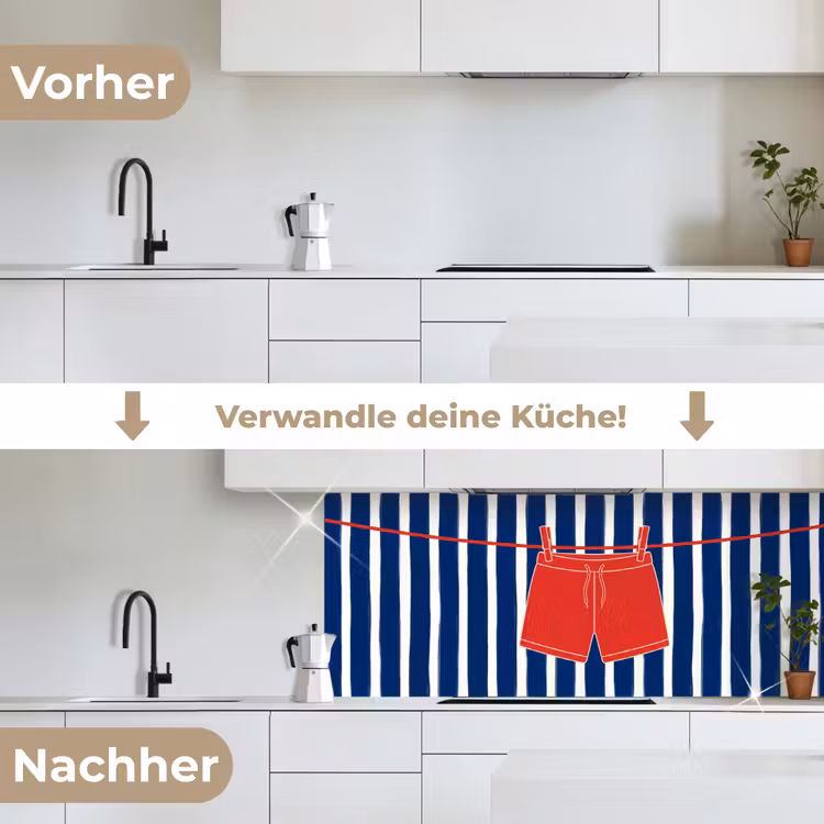 Shorts - Waslijn - Zomer - Illustratie - Rood keuken achterwand 2 middel -voor-na_DE
