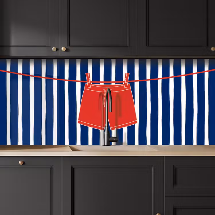 Shorts - Waslijn - Zomer - Illustratie - Rood keuken achterwand 2 middel -sfeer1