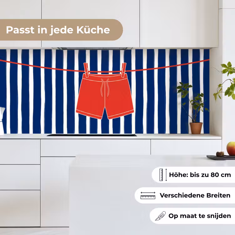 Shorts - Waslijn - Zomer - Illustratie - Rood keuken achterwand 2 middel -sfeer4_DE