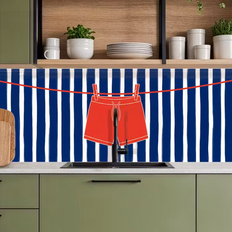Shorts - Waslijn - Zomer - Illustratie - Rood keuken achterwand 2 middel -sfeer3