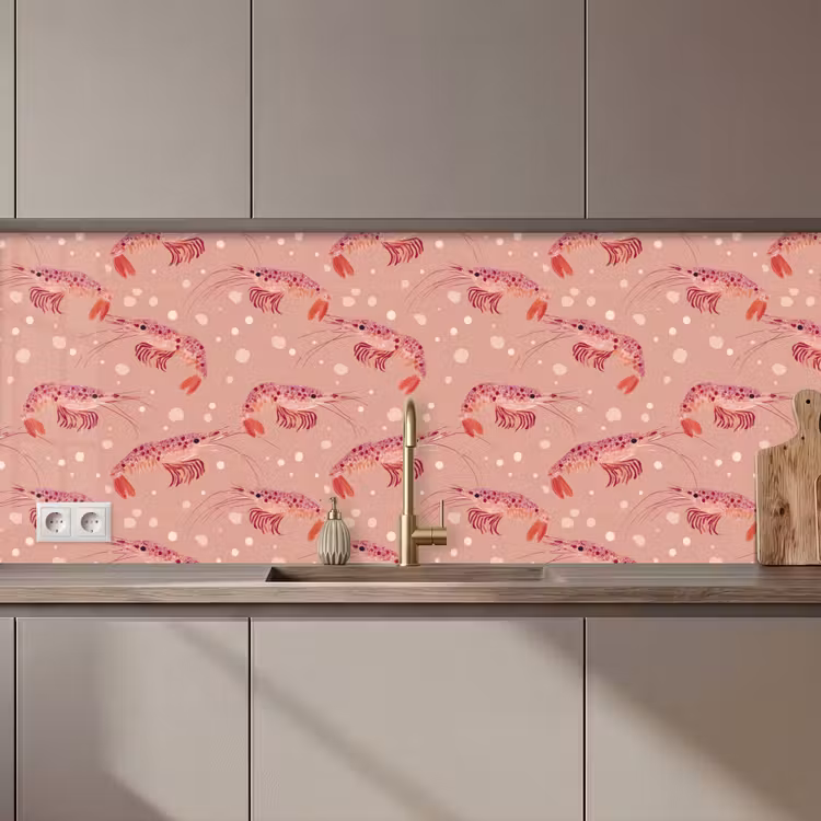 Garnalen - Stippen - Roze keuken achterwand 2 middel 871 zz_3dshopping