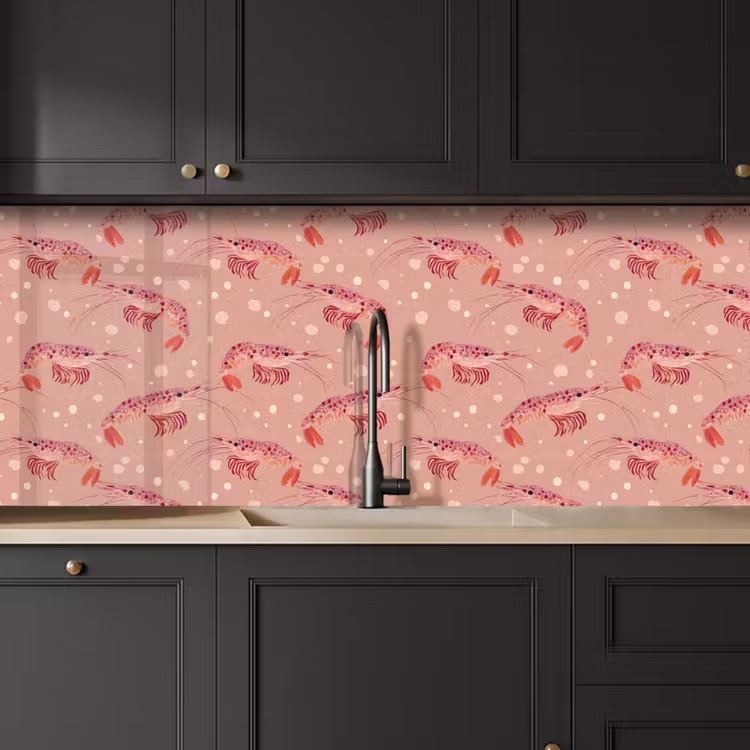 Garnalen - Stippen - Roze keuken achterwand 2 middel 871 -sfeer1