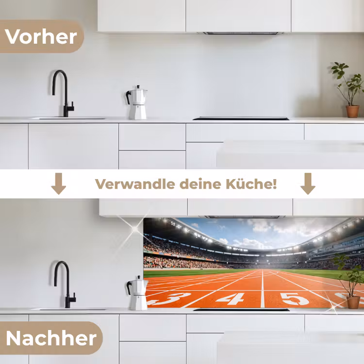 Sintelbaan - Stadion - Sport -Oranje keuken achterwand 2 middel -voor-na_DE
