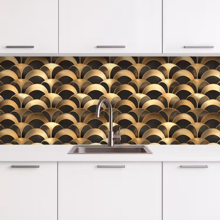 Schubben - Structuur - Goud keuken achterwand 2 middel 871 -3d