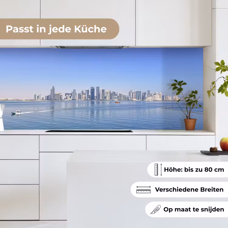 Skyline - Blauw - Zee - Gebouwen - Stad keuken achterwand 2 middel -sfeer4_DE