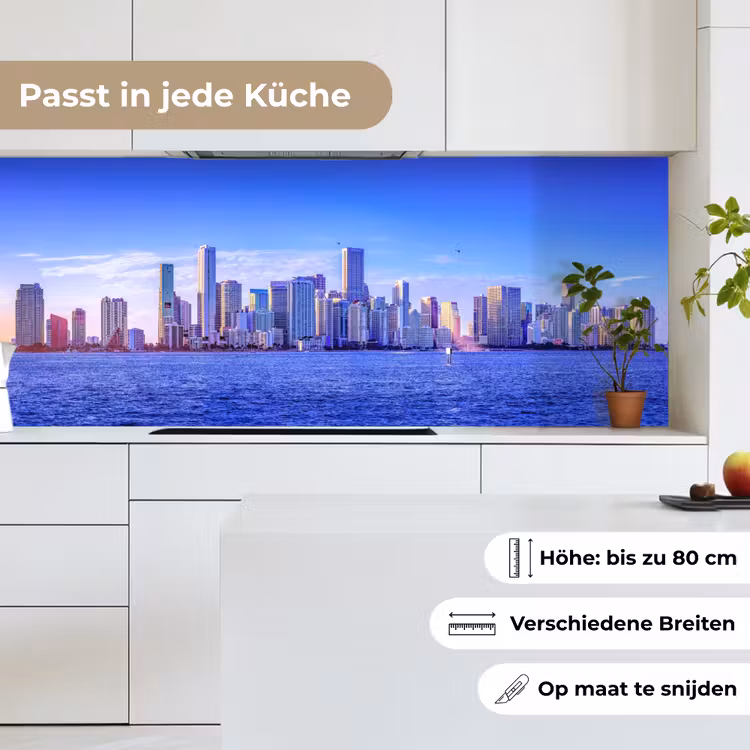 Skyline - Blauw - Wolkenkrabbers - Stad keuken achterwand 2 middel -sfeer4_DE