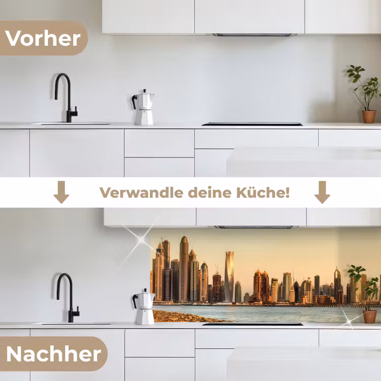 Skyline - Kanaal - Wolkenkrabbers keuken achterwand 2 middel -voor-na_DE