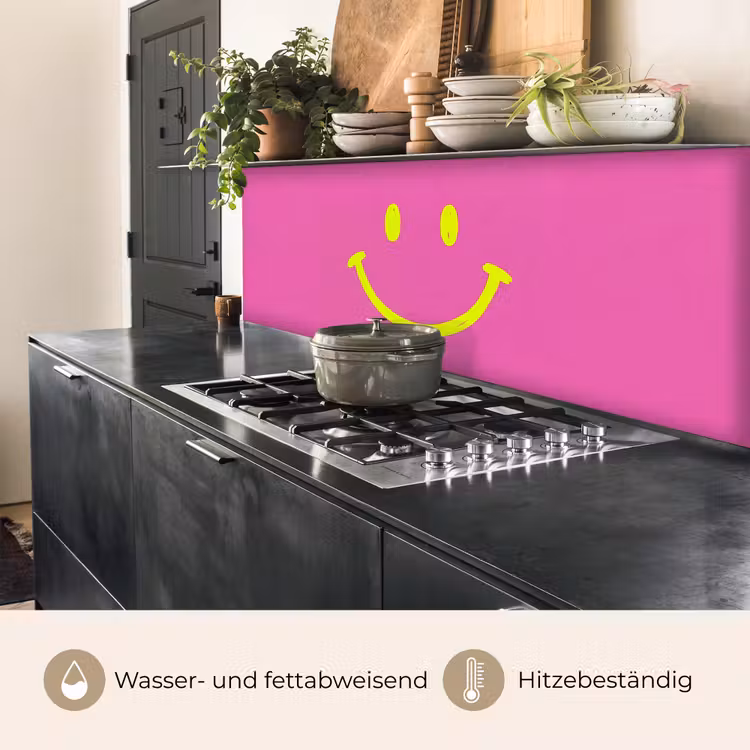 Smiley - Vrolijk - Roze keuken achterwand 2 middel -usp_DE