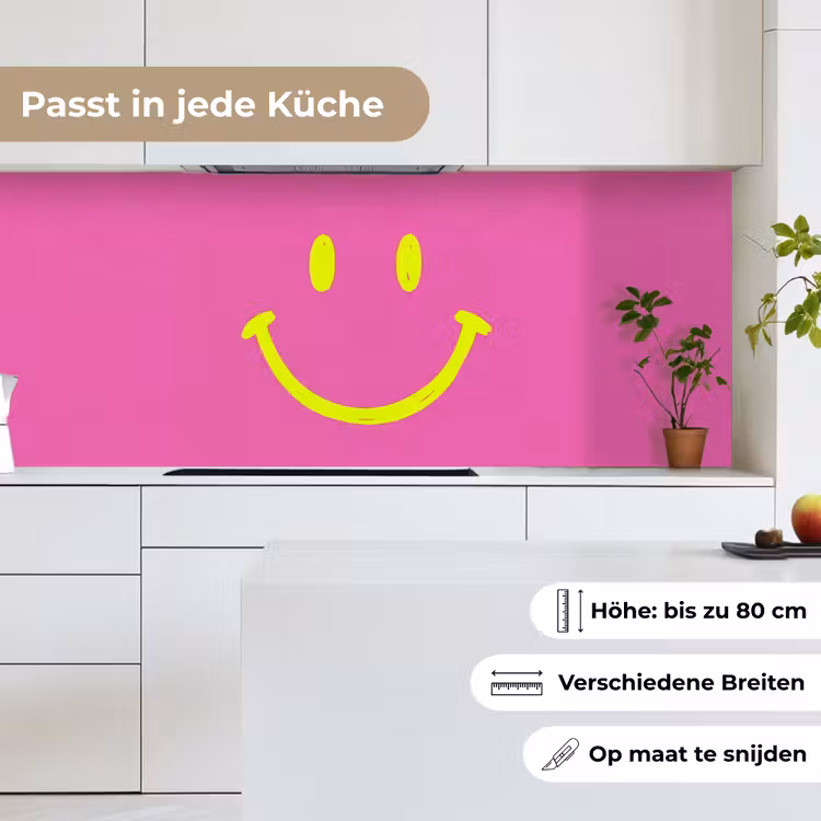 Smiley - Vrolijk - Roze keuken achterwand 2 middel -sfeer4_DE